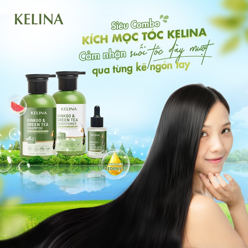 Combo Mọc Tóc Nhanh Kelina Bao Gồm Bộ Gội Xả Sạch Sâu, Phục Hồi, Ngăn Rụng Tóc 300ml Và Serum Kích Mọc Tóc 30ml