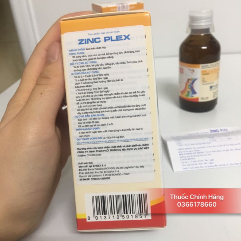 Siro ZinC Plex bổ sung Kẽm, Lysine, Selen giúp bé tăng đề kháng, ăn ngon 100ml