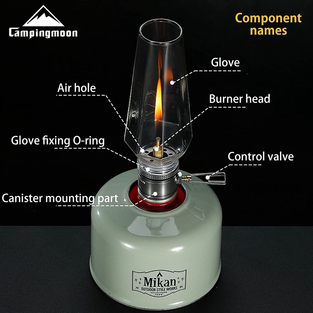 Đèn gas cắm trại Campingmoon T-1 với hộp đựng gỗ