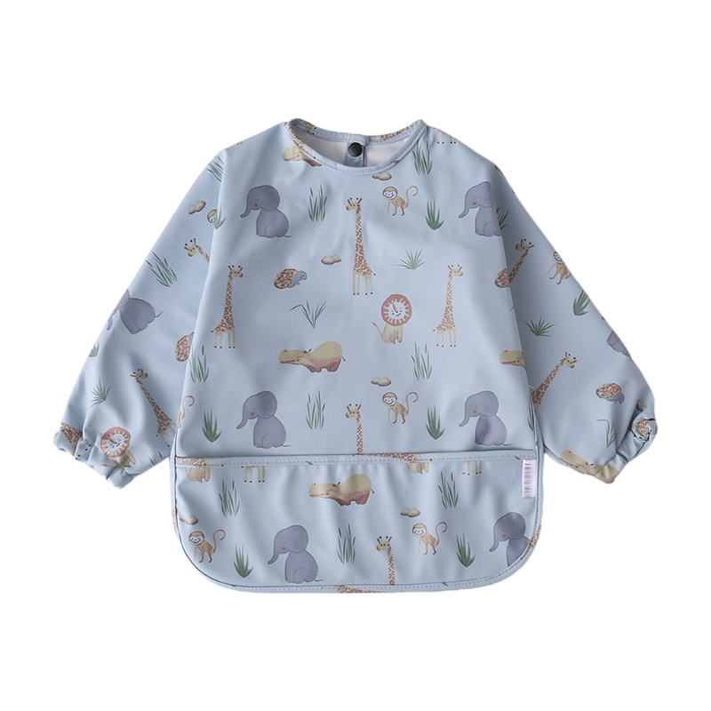 Yếm Vải Ăn Dặm Trung Tính Kèm Túi Đựng Thức Ăn Tiện Dụng Cho Bé