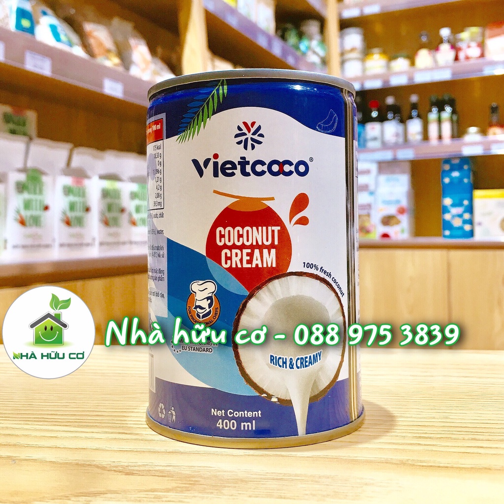 Nước cốt dừa tươi Vietcoco thơm ngậy - Lon 400ml - Date: 1/2023 - Nhà hữu cơ