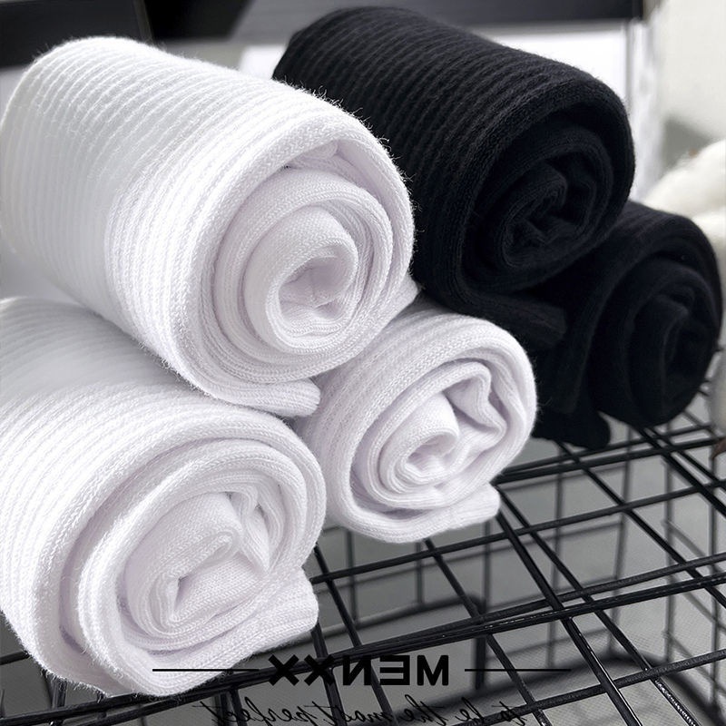 Tất vớ nam nữ trơn cổ cao, trung, thấp màu đen trắng basic chất dày loại 1 phong cách unisex Hàn Quốc