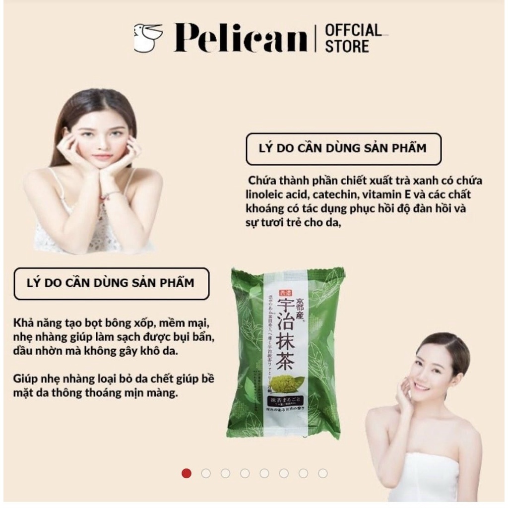 Xà phòng tắm trà xanh Pelican Family Soap Uji Green Tea 80g