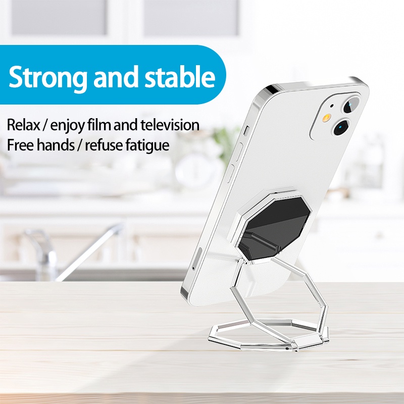 Giá Đỡ Điện Thoại Dạng Nhẫn Bằng Kim Loại Nam Châm Xoay 360 Độ Siêu Mỏng Để Bàn Cho Điện Thoại Android