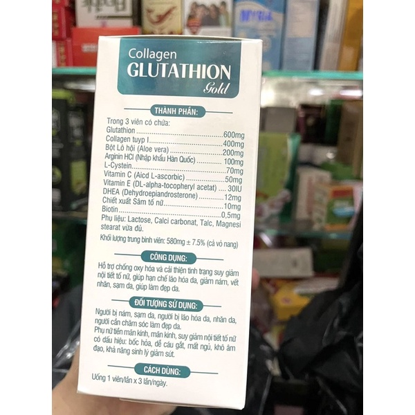 COLLAGEN, Glutathion, LÔ HỘI GIÚP ĐẸP DA, TRẮNG SÁNG , HỖ TRỢ NÁM SẠM DA [ CHAI 30 VIÊN]