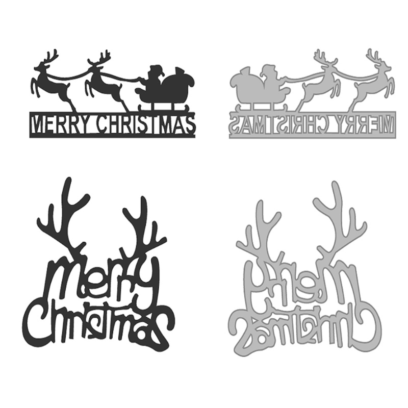 Khuôn Cắt Giấy Làm Từ Kim Loại Hình Chữ Merry Christmas Trang Trí Scrapbook