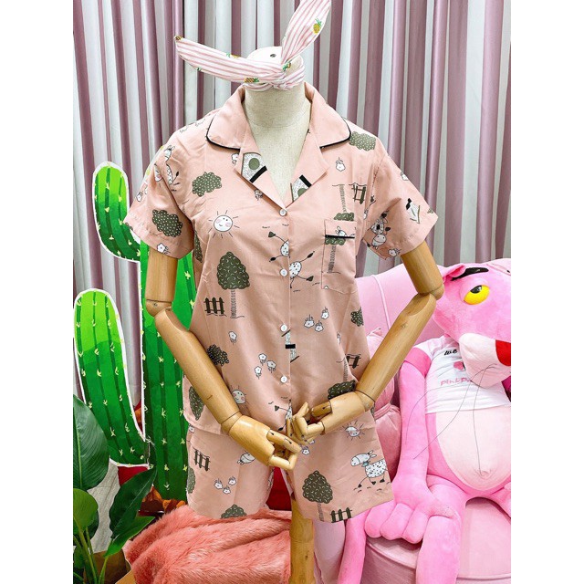 Đồ Bộ Pijama Kate Thái Hình Dễ Thương Tay Ngắn Quần Đùi Không Viền Dưới 58KG P1