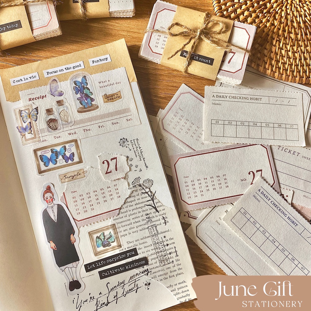 Set Giấy Note Trang Trí Vintage Diary