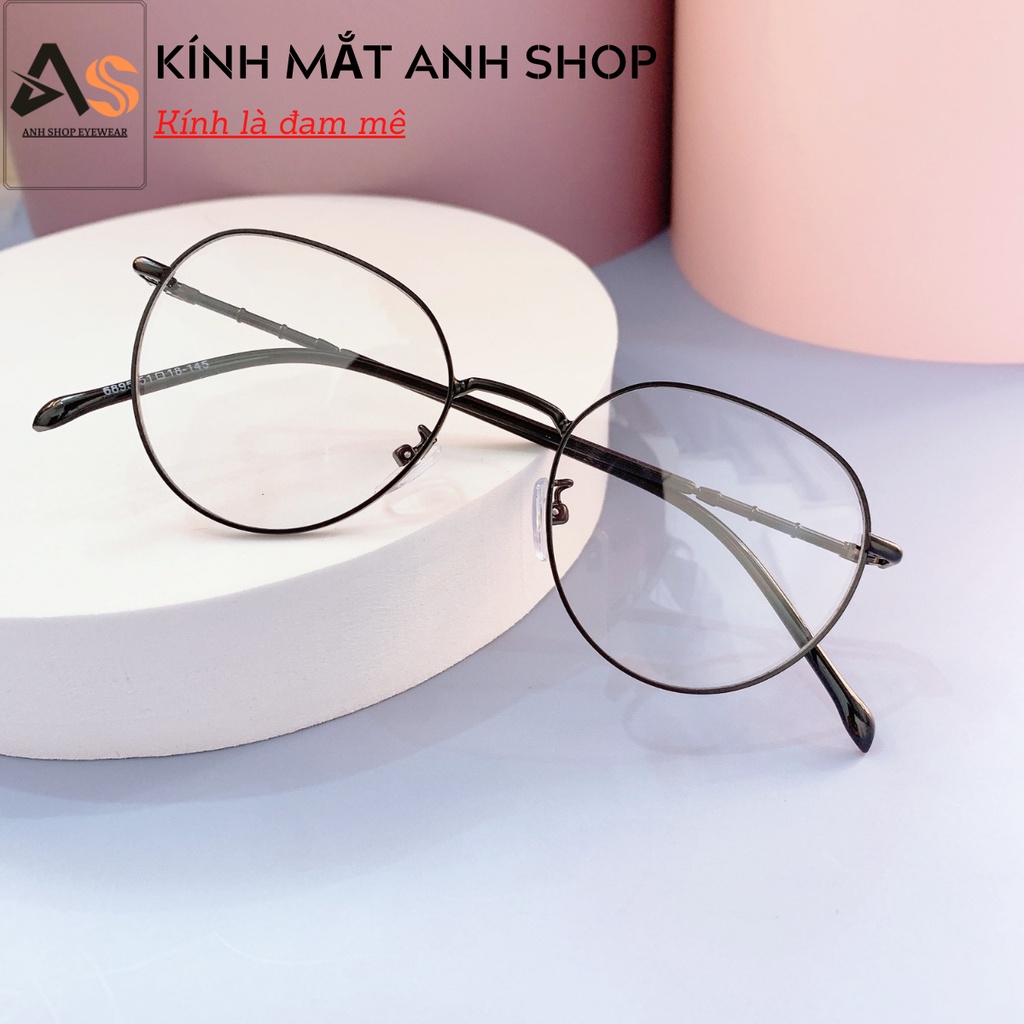 Kính tròn thời trang nam nữ kiểu dáng thanh mảnh dễ ôm mặt chất liệu kim loại 2998