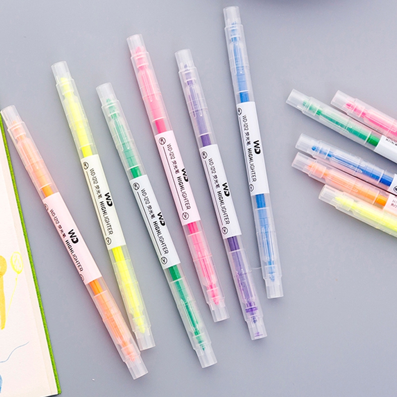 Set 6 bút đánh dấu hai đầu trong suốt đơn giản sáng tạo đa năng
