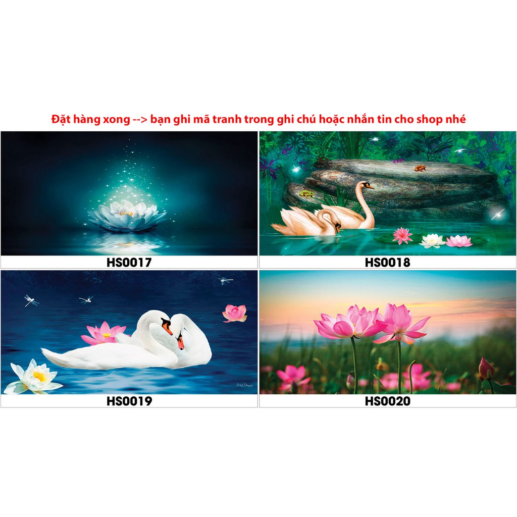 Tranh hồ cá HS hoa sen có keo sẵn