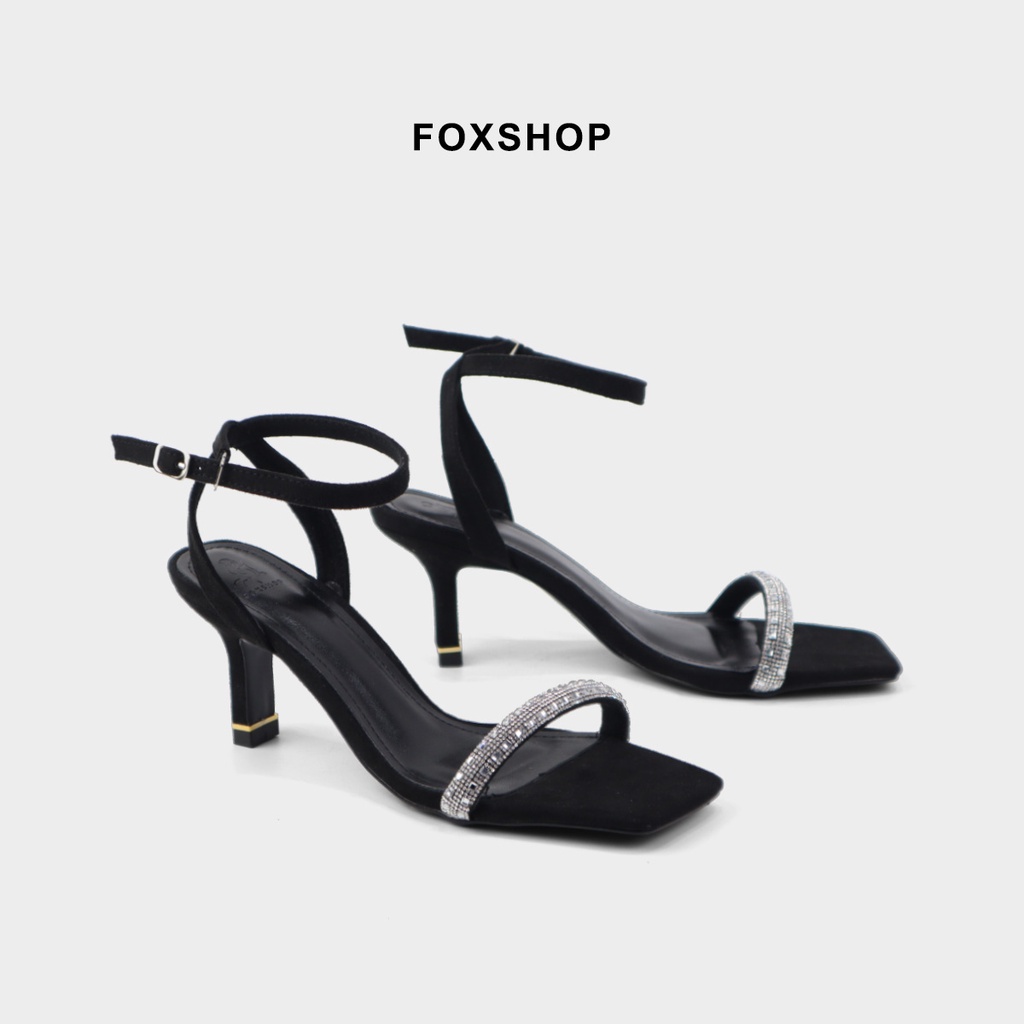 Giày sandal cao gót nữ quai ngang đính đá cao 7cm sang trọng mang đi tiệc đi làm 1008