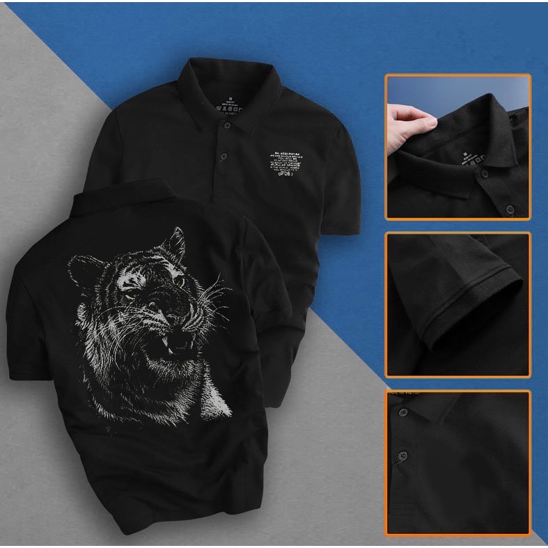Áo Polo Nam Đen áo thun có cổ Polo phong cách lịch lãm Phông nam cổ trụ in 3D sắc nét chất vải thoáng mát -B&W POLO61