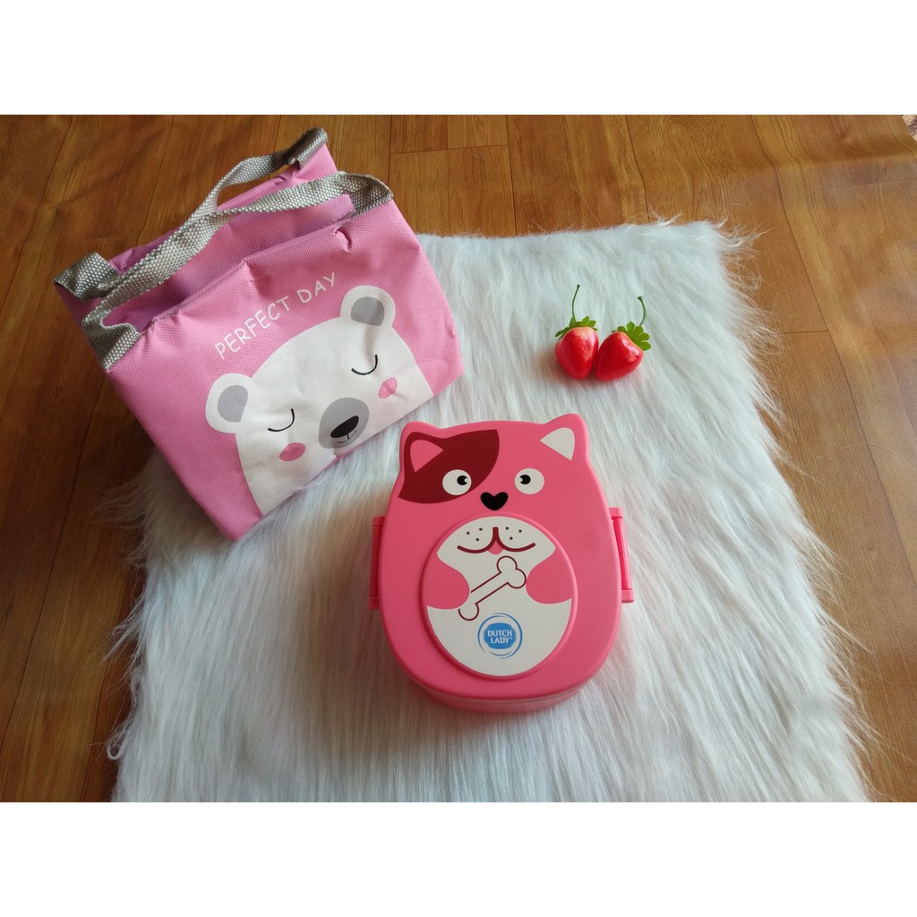 [Hình thật] Hộp Cơm Bento Xinh 2 Ngăn dễ thương Quai gài chắc chắn chống đổ thức ăn