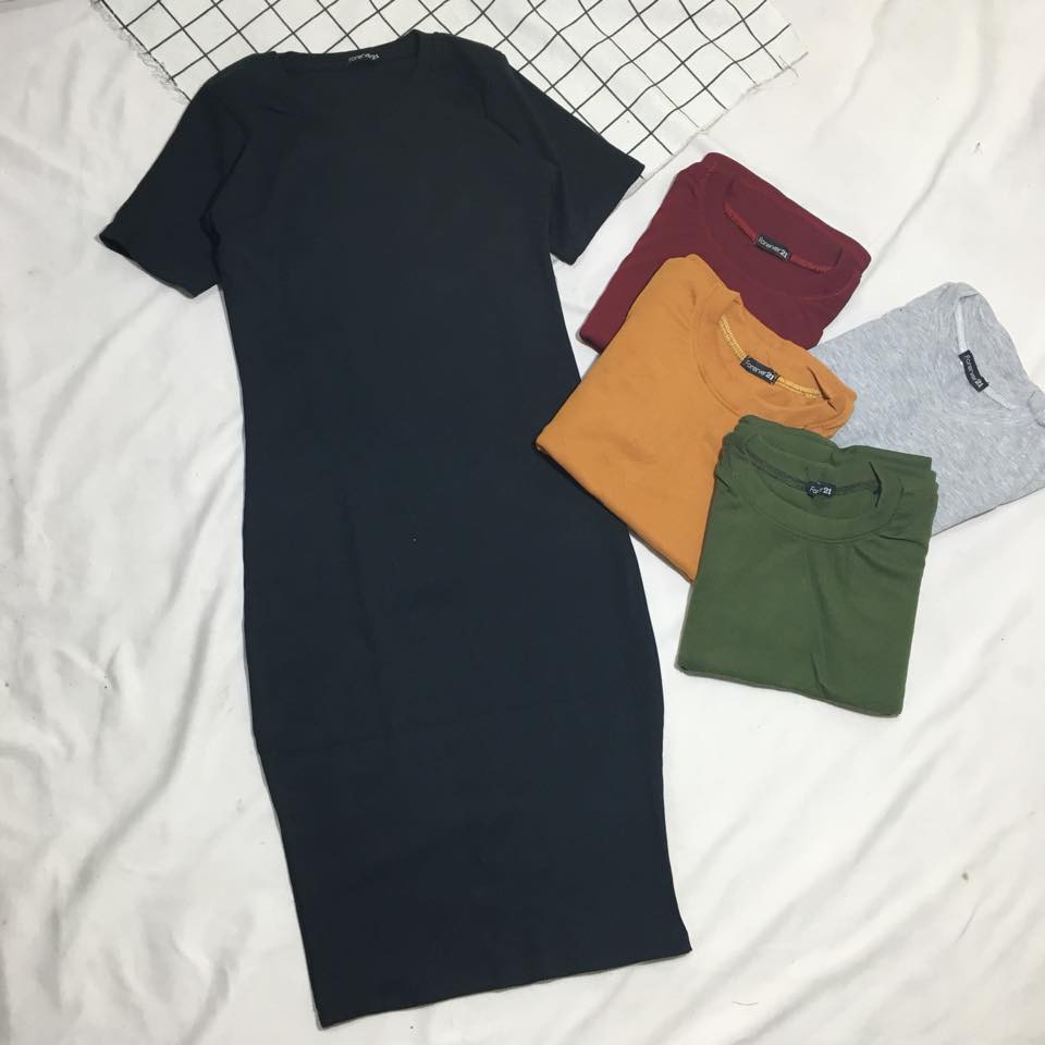 Đầm body len tăm cộc tay cổ tròn vải dày co giãn | BigBuy360 - bigbuy360.vn