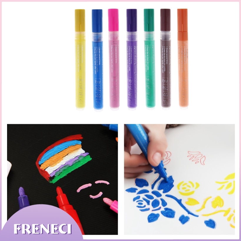 Bút Đánh Dấu 7 Màu Bằng Acrylic Chống Thấm Nước Dùng Vẽ Trên Bề Mặt Kính / Gốm Sứ / Vải Bạt / Gỗ