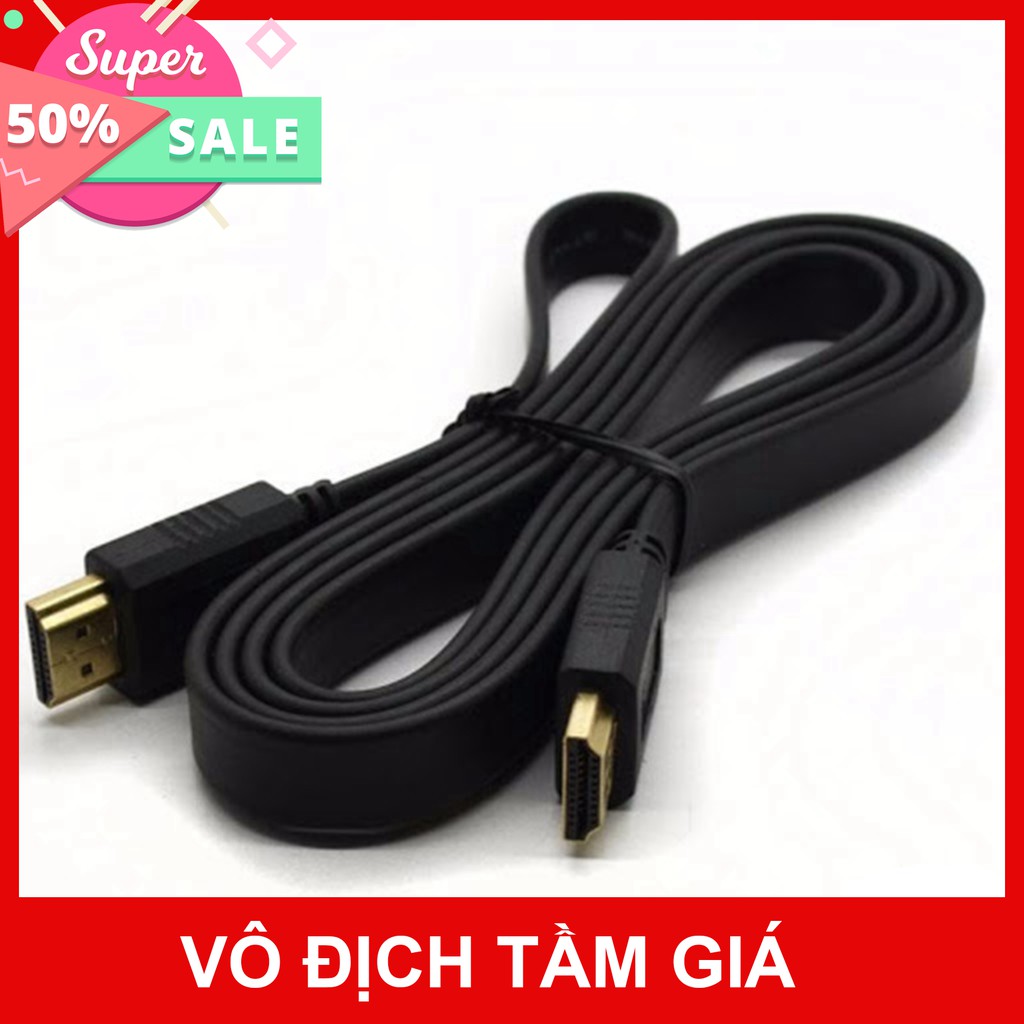 Dây HDMI - Cáp HDMI 5 mét - Màu đen, loại dẹt - Full HD - Bảo hành 3 tháng