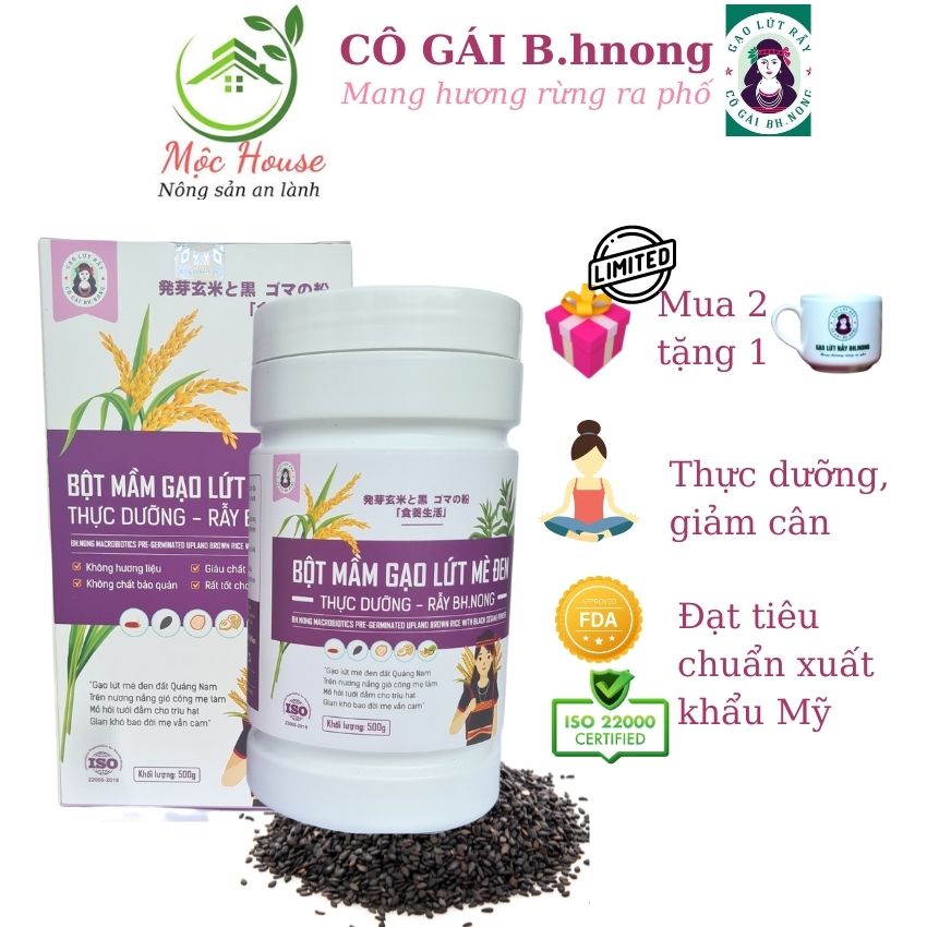 Bột ngũ cốc dinh dưỡng mầm gạo lứt mè đen 500gr bữa ăn sáng tiện lợi phù hợp cho mọi lứa tuổi, ăn kiêng, tiểu đường