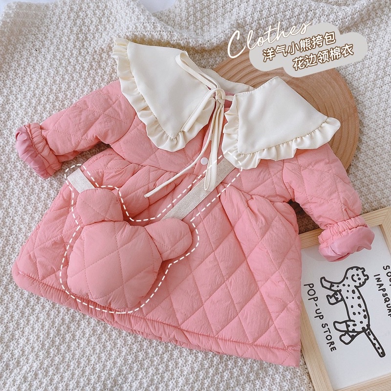 Váy Áo Phao Trần Bông 3 Chi Tiết Cho Bé Gái Size Từ 3tháng-5 tuổi