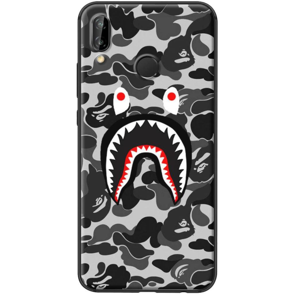 Ốp Lưng Huawei Nova 3e Bape Xám Đen