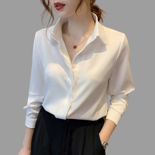 Áo sơ mi nữ dài tay dấu cúc chất lụa mềm không nhăn, Áo sơ mi công sở basic dễ phối đồ phù hơp đi chơi đi làm - A04
