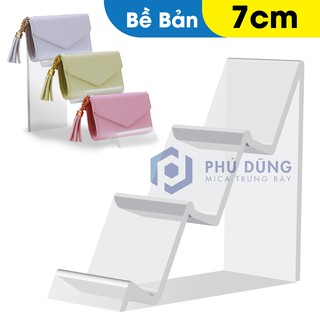 Kệ Mica TRONG SUỐT Trưng Bày Bóp/ Ví 3 Tầng - Bề Bản 7cm