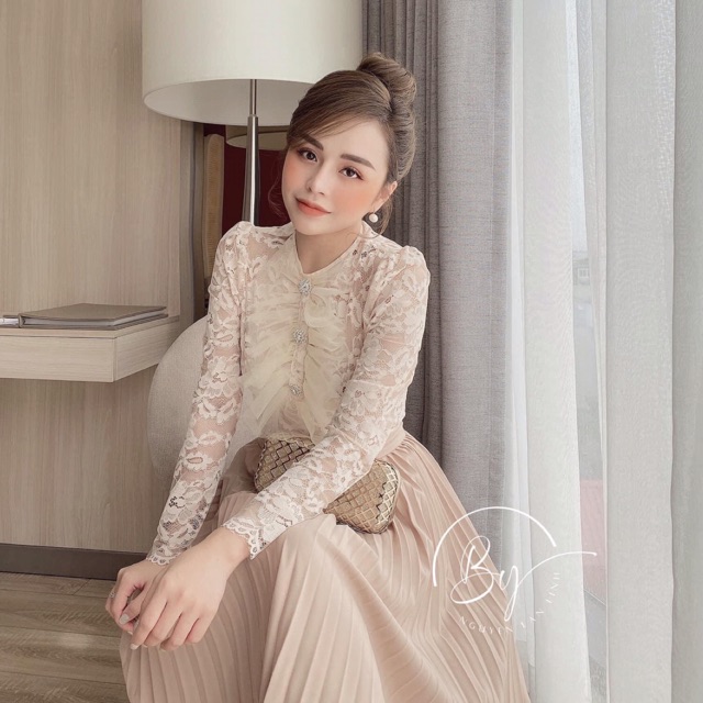ÁO REN TIỂU THƯ PHỐI LƯỚI