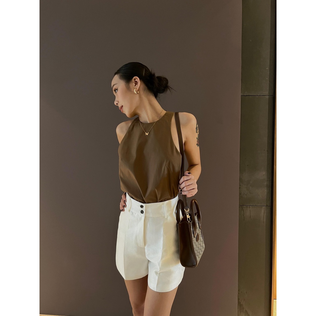 CoNIN - quần ngắn xếp ly lưng cao