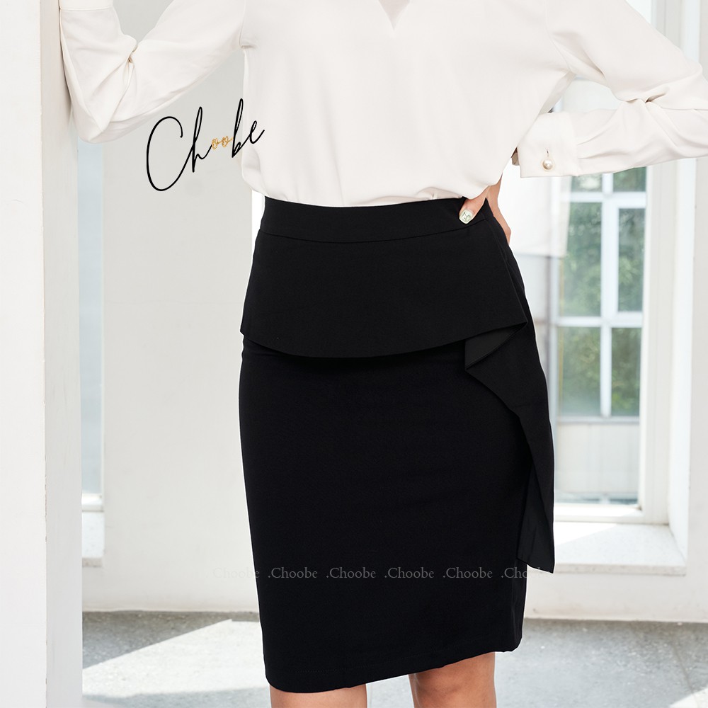 Chân váy bút chì Choobe vạt bèo che khuyết điểm, chân váy công sở nữ cạp cao, kiểu dánh thanh lịch, duyên dáng V03 | BigBuy360 - bigbuy360.vn