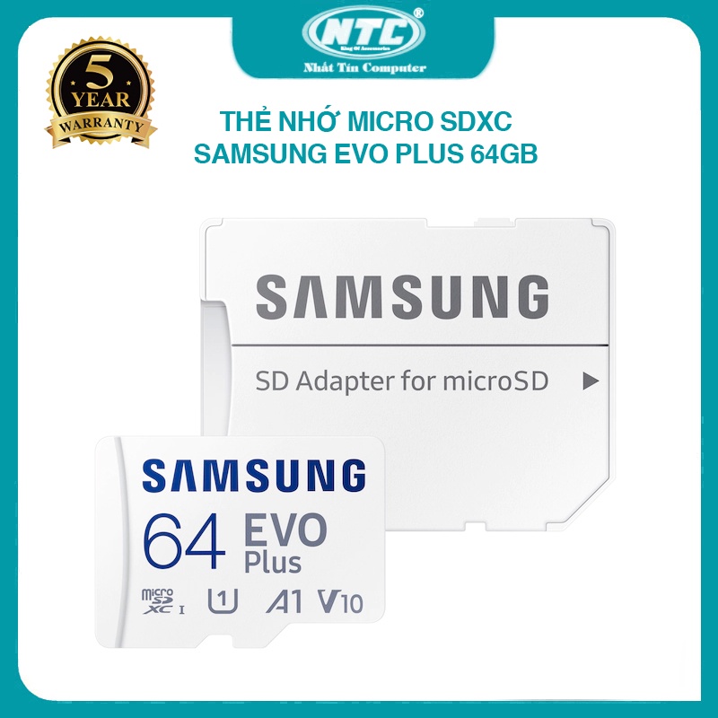 [Mã 253ELSALE hoàn 7% đơn 300K] Thẻ nhớ MicroSDXC Samsung Evo Plus 64GB 130MB/s 20MB/s U1 2K - box Hoa 2022 (Trắng)