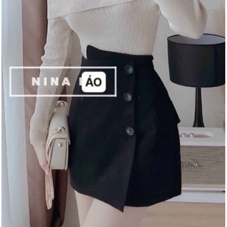 Váy Đắp chéo vạt xéo Vải Nhung tăm phối nút lưng SIÊU CAO