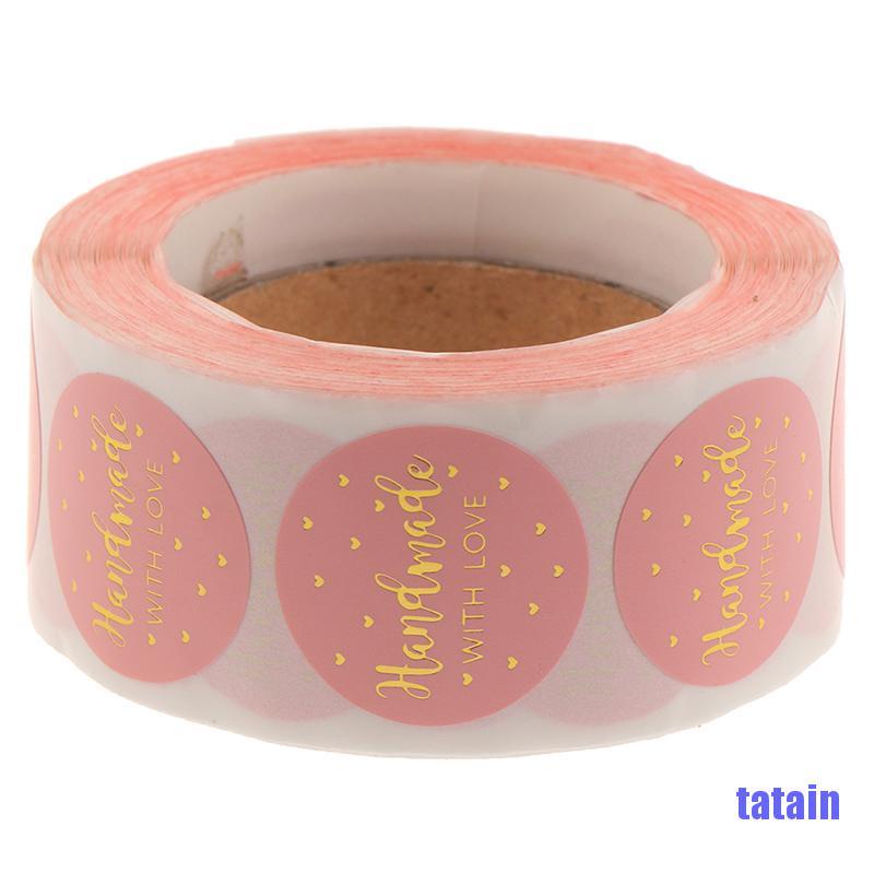 Cuộn 500 Miếng Dán Chữ Thank You For Your Order Màu Hồng