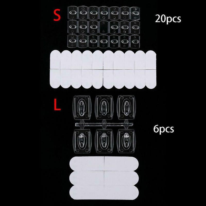 6/20Pcs Transparent Strong Adhesive  Hooks / Bathroom Kitchen Towel Removable Key Hanger Hooks