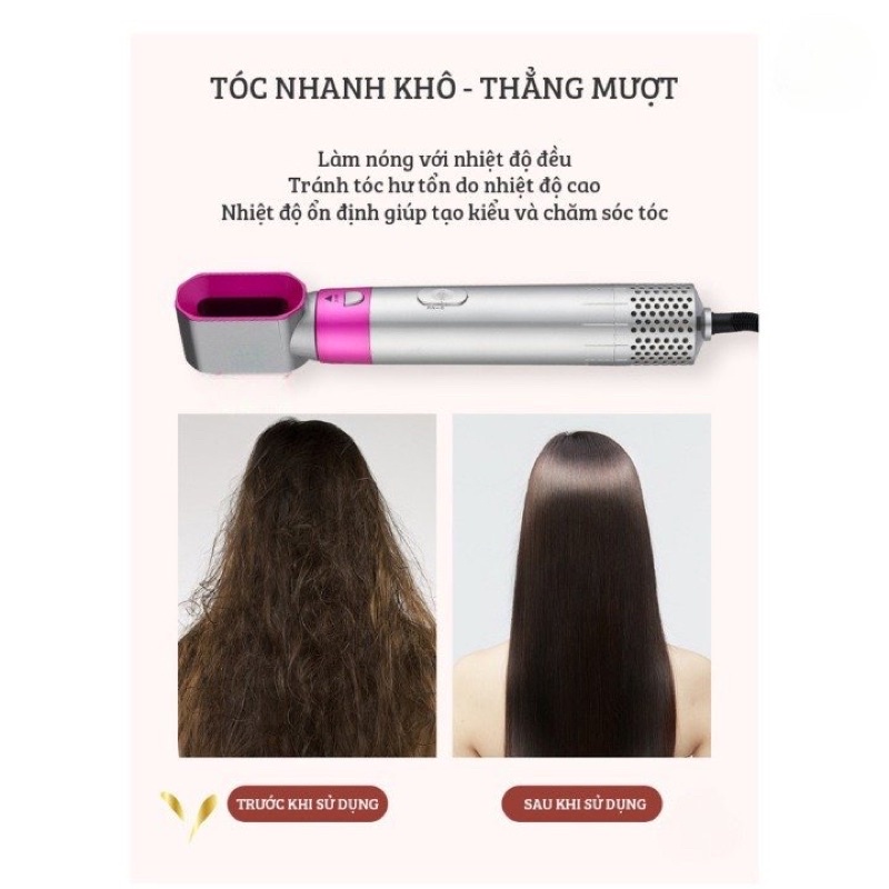 (Bán Buôn Sỉ) Máy làm tóc đa năng 5in1 uốn tự động xoay xoăn phồng sấy tạo kiểu đa năng mini 3 mức nhiệt