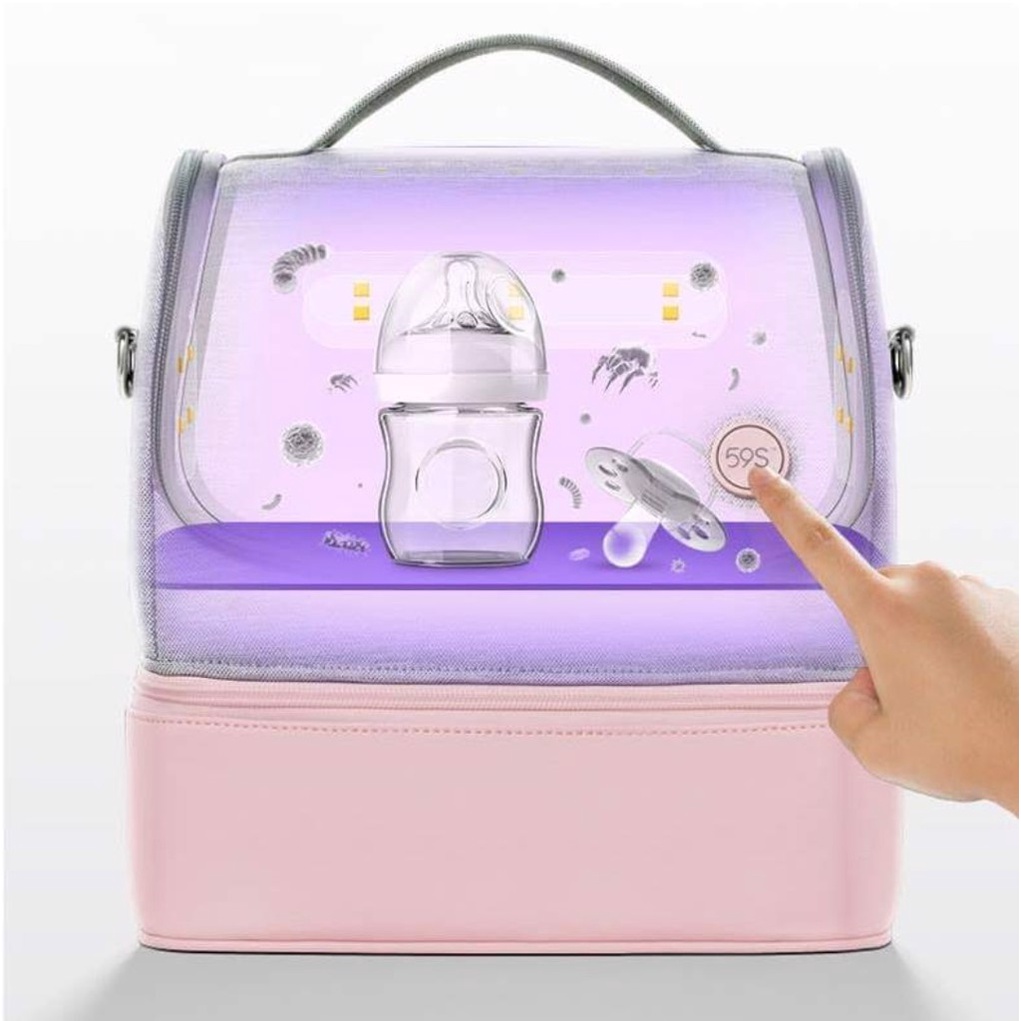 Túi xách tiệt trùng tia UV,Tiệt trùng bình sữa đồ dùng cho bé, tiện lợi cho các mẹ hay đi du lịch cùng bé