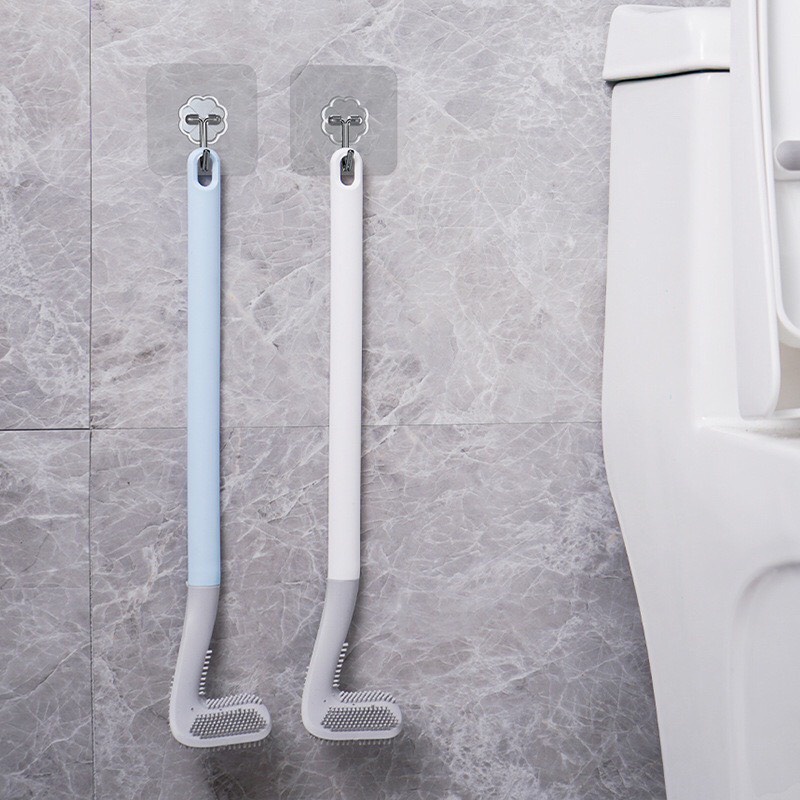 Cọ Toilet Silicon(Mẫu Mới 2022- tặng kèm móc treo) Chổi Chà Rửa Nhà Vệ Sinh Bồn Cầu Gắn Tường