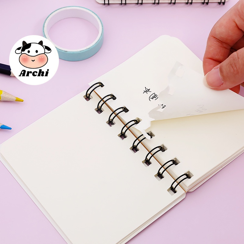 Sổ lò xo mini A7 bìa in hình hoạ tiết dễ thương 80 trang