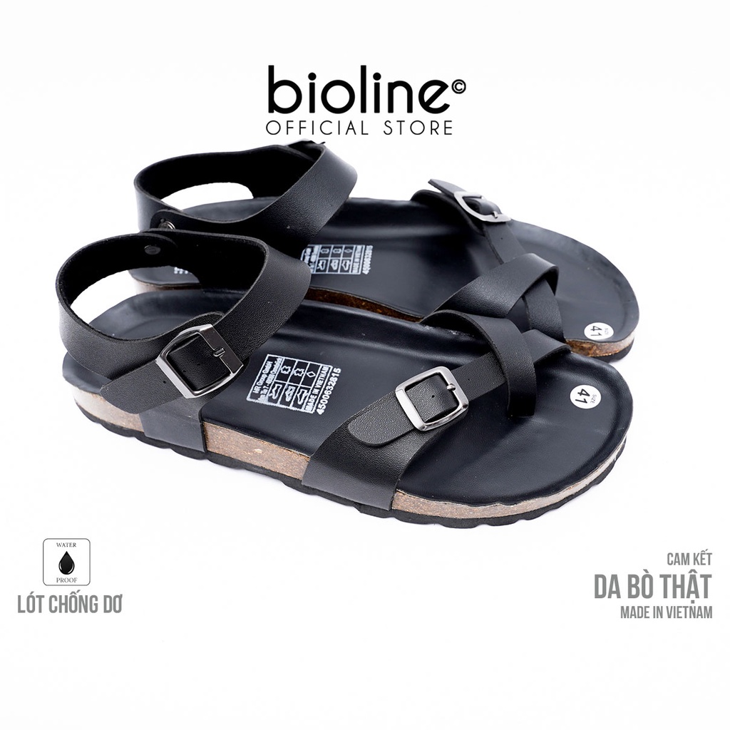 DK14-LÓT CHỐNG NƯỚC-Giày sandal đế trấu Birken da bò thật nam nữ, dép xăng đan công sở, dép đế trấu Bioline D14