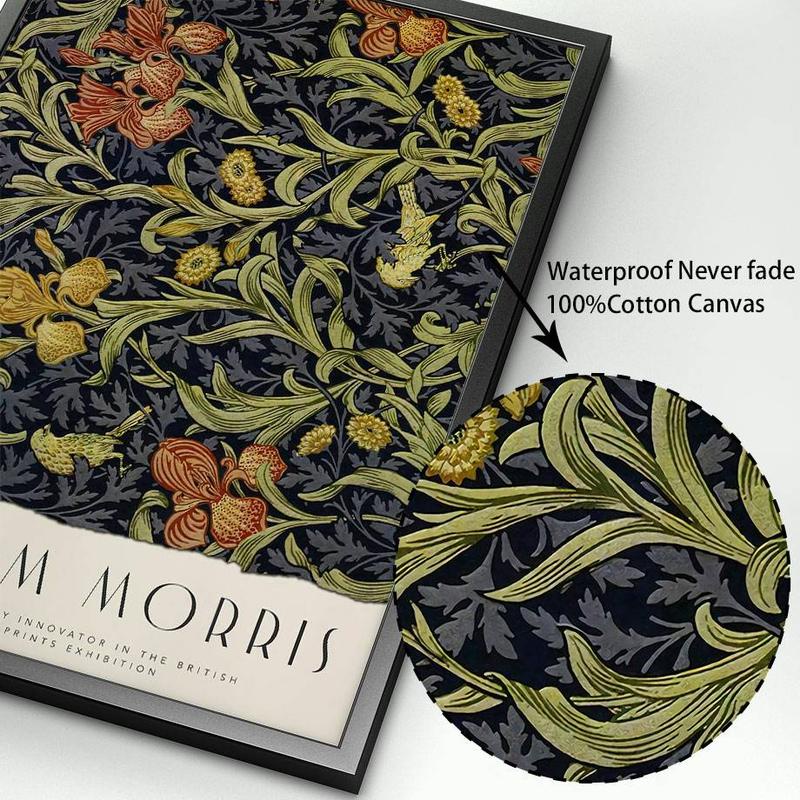 Tranh canvas treo tường hình hoa lá phong cách William Morris Vintage nghệ thuật trang trí phòng khách/ bảo tàng