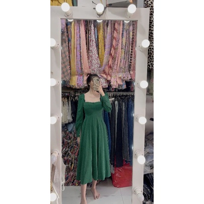 Đầm Maxi cúp ngực tay phồng