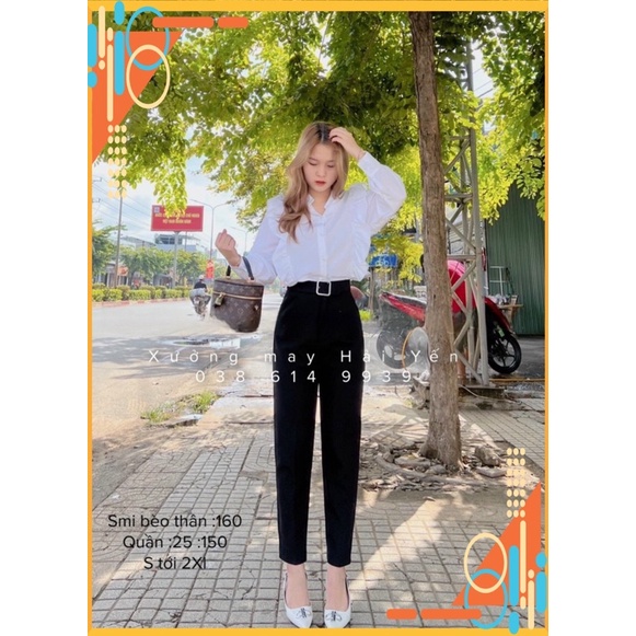 Sale 50% Quần tây đai vuông lưng cao tôn dáng