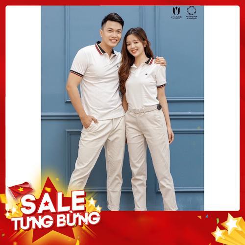 Áo thun cặp có cổ, Áo thun đôi ,đồ đôi hàn quốc cao cấp đẹp giá rẻ áo thun cổ trắng viền cổ LADOZA - Hàng nhập khẩu