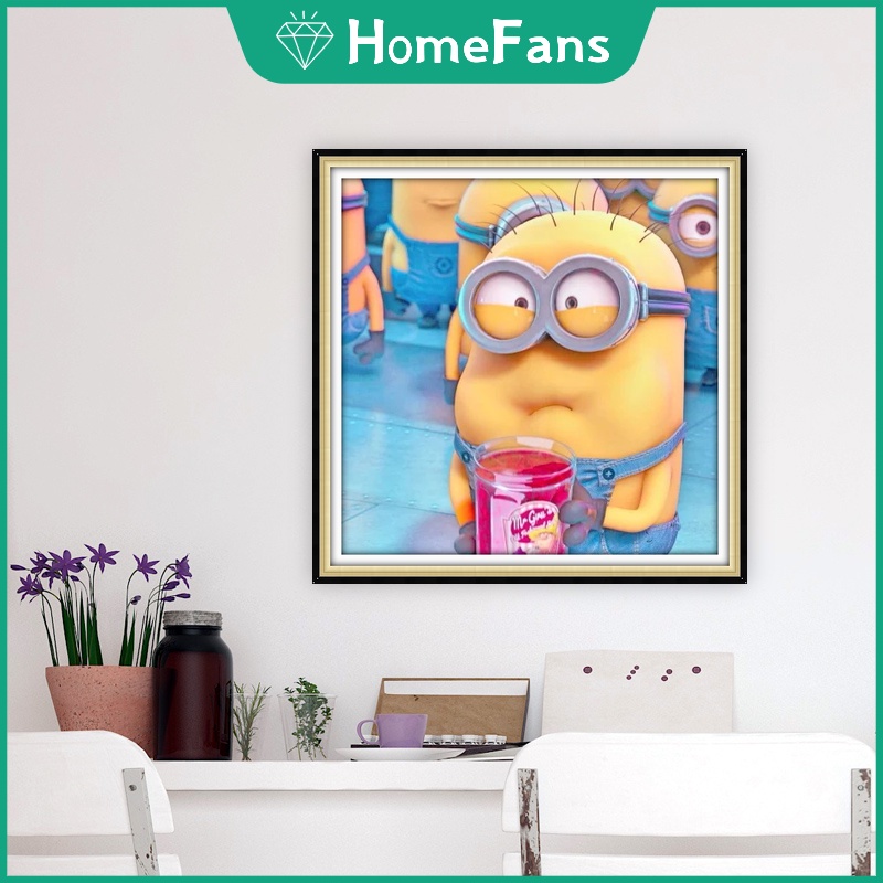 Bộ Tranh Đính Đá 5D Tự Làm Hình Minions 30x30cm / 40x40cm / 50x50cm Trang Trí Nhà Cửa