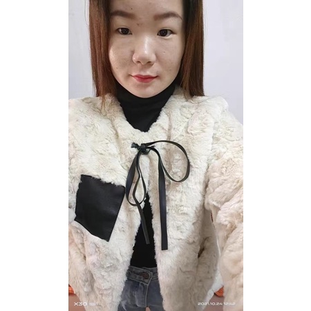 Áo khoác lông ullzhang cổ bẻ nơ ngực cho nữ❤️SẴN HÀNG ❤️
