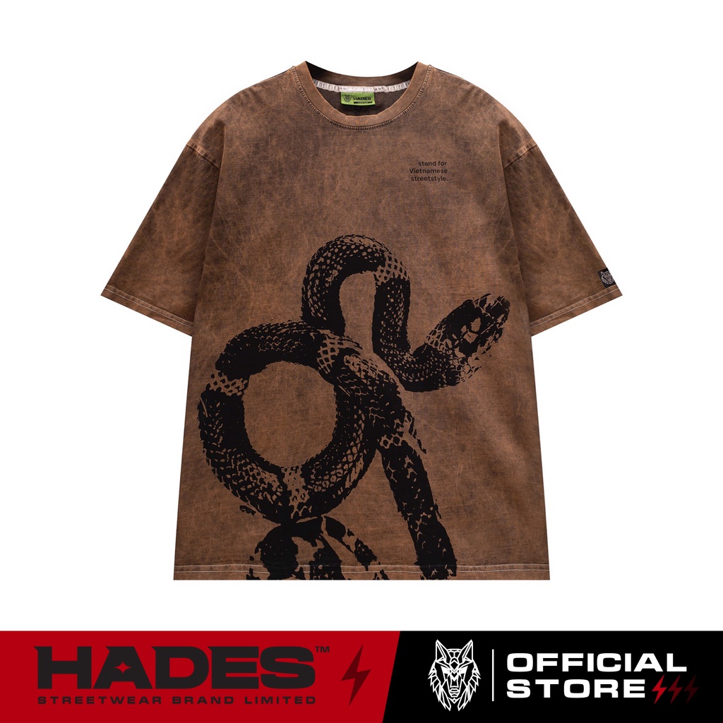 Áo Thun Tay Lỡ Unisex SNAKE BROWN WASH 100% Cotton - HADES Brand Chính Hãng