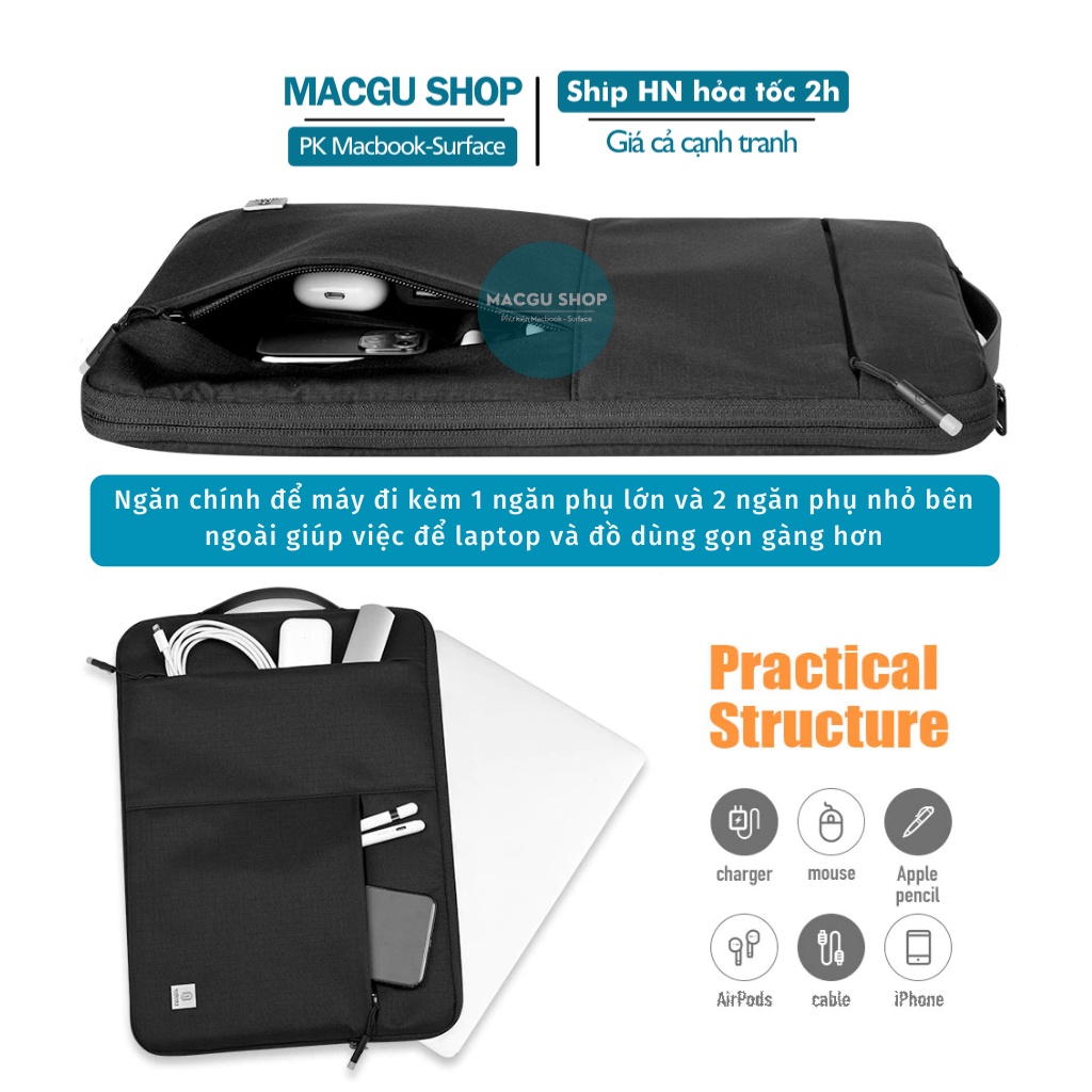 Túi xách Laptop chống sốc jquanmel Wiwu  macbook air, macbook pro, laptop 12inch,13inch,14inch,15inch,16inch - W04