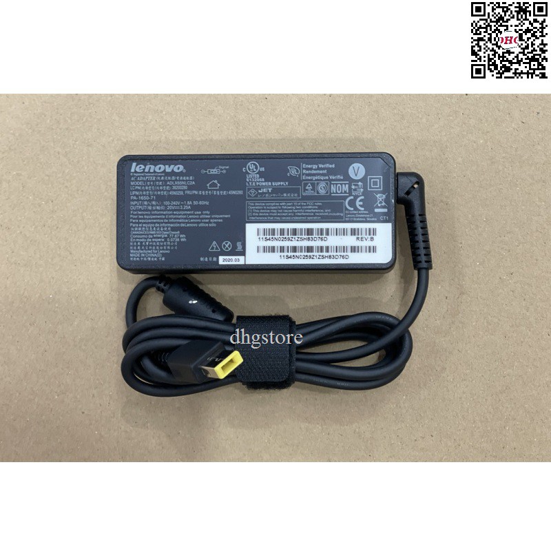 Sạc laptop Lenovo 20V-3.25A 65W Chân Sạc USB Kim