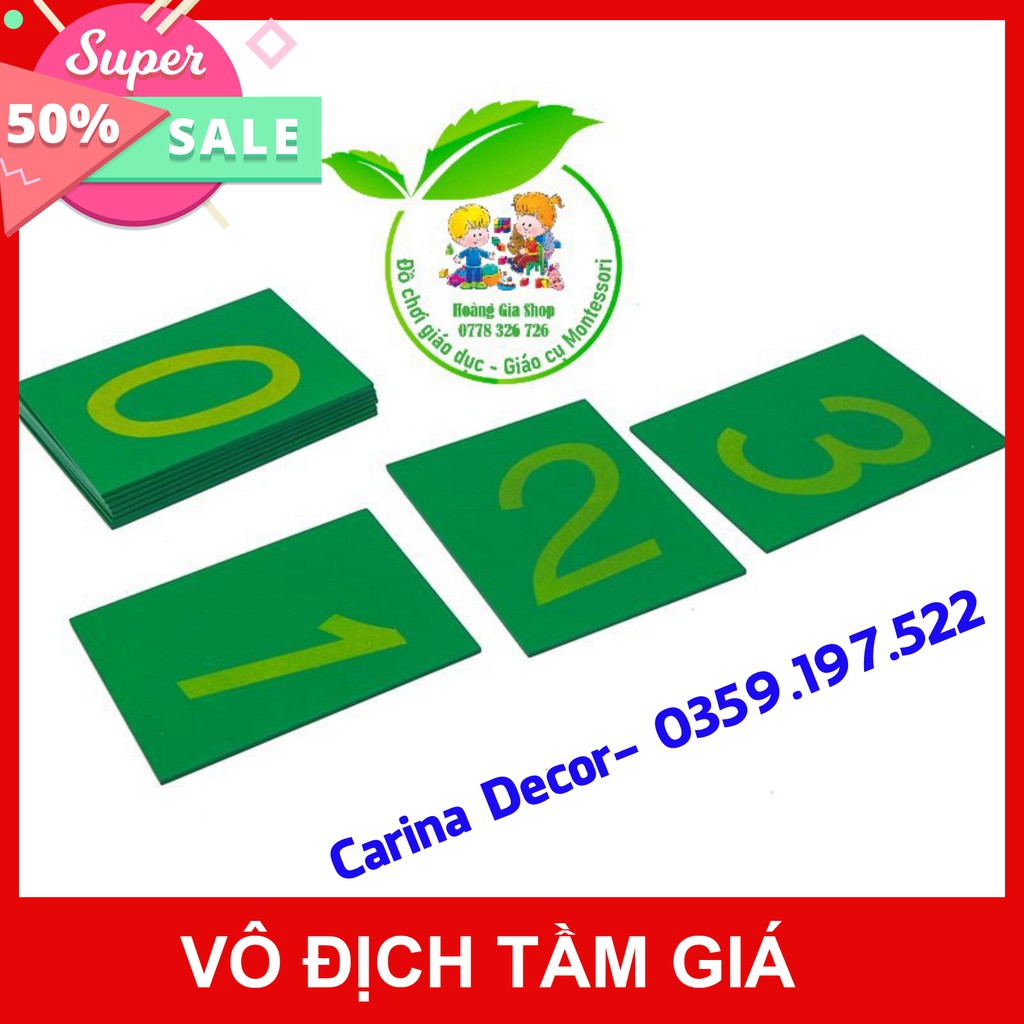 Giáo cụ Montessori - Bộ số cát nhám từ 0 đến 9 (bản quốc tế) - Carina Decor