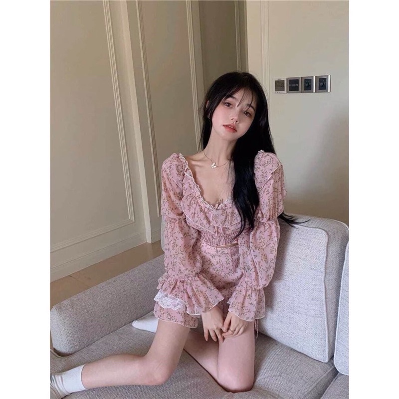 |GREMMA SET| Set hoa nhí chân váy hồng tiểu thư TLÉA