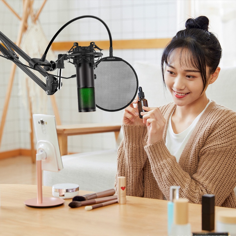 Bộ Lọc Microphone Hai Lớp Linh Hoạt 360 Độ° Dụng Cụ Vệ Sinh Màn Hình Cổ Ngỗng Dạng Kẹp Dễ Lắp Đặt